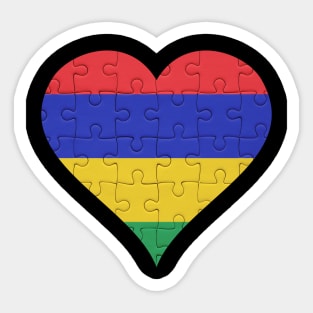 Mauritian Jigsaw Puzzle Heart Design - Gift for Mauritian With Mauritius Roots Sticker